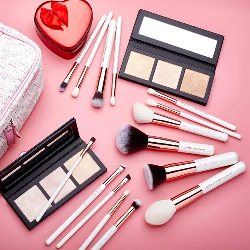 Vista 5 de Jessup Marca 15pcs Perla Blanco/Rosa Oro Pinceles Maquillaje Maquillaje Kit Belleza Profesional Sombra de Ojos Poder Lápiz Labial Mezcla Cheeck