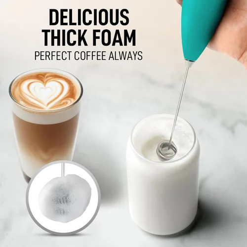 Vista 595 de Zulay Milk Boss Espumador de leche potente manual, hace espuma para latte, batidor para mezclar bebidas, café, miniespumador para capuchino, frappé