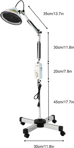 Vista 3 de Luz infrarroja lejana 250 W 360 ° giratoria ajustable mineral infrarrojo lámpara de calor función de sincronización de terapia luz de balanceo