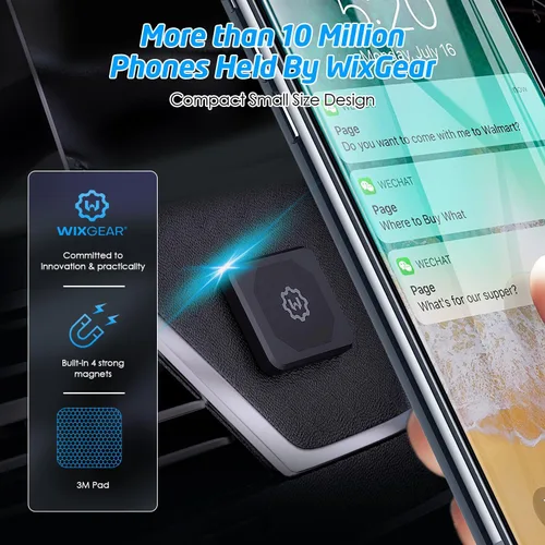 Vista 2 de Soporte magnético rectangular plano para el tablero de instrumentos para teléfonos celulares y mini tabletas con tecnología Fast Swift-Snap - Extra