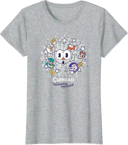 Vista 6 de Cuphead: Camiseta The Delicious Last Course Cuphead Character Group, Azul Azul Pastel