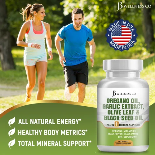 Vista 3 de JB Wellness Aceite de orégano, extracto de ajo, hoja de olivo, con astrágalo, suplemento de apoyo inmunológico y salud digestiva para mujeres