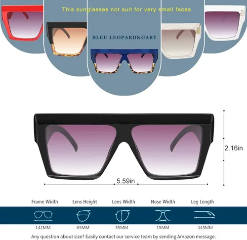 Vista 4 de MEETSUN Gafas de sol planas de gran tamaño para mujeres y hombres, sombras cuadradas de diseño de moda