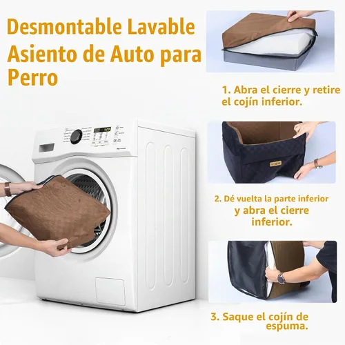 Vista 8 de PETICON Asiento de coche impermeable para perros pequeños y medianos Marrón
