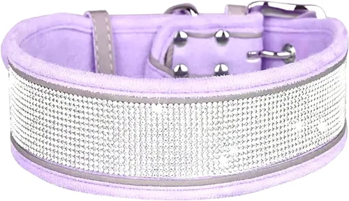 Vista 10 de Serijoars Collar de perro con diamantes de imitación, deslumbrante, suave, cómodo, reflectante, collar para perro grande, collar de diamantes