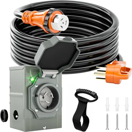 Vista 10 de Kit de cable generador de 30 amperios y 50 pies y caja de entrada preperforada