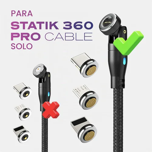 Vista 5 de Statik 360 Pro - Conectores magnéticos para carga rápida, solo compatible con Statik360 Pro Magnet Cable cargador de teléfono, paquete de 3