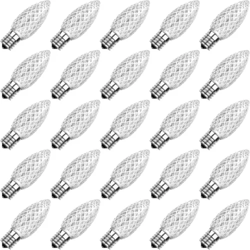 Vista 8 de Paquete de 50 bombillas LED C9 multicolor de repuesto para luces de Navidad, inastillables e impermeables, bombillas LED C9 de plástico para cadenas