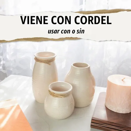 Vista 2 de Jarrón blanco para decoración – Decoración rústica del hogar, decoración moderna de granja – Jarrón de cerámica para decoración de chimenea