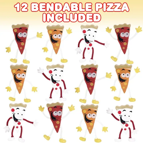 Vista 3 de ArtCreativity Figuras de pizza flexibles, paquete de 12 juguetes para ansiedad para niños, divertidos recuerdos de fiesta de pizza, rellenos
