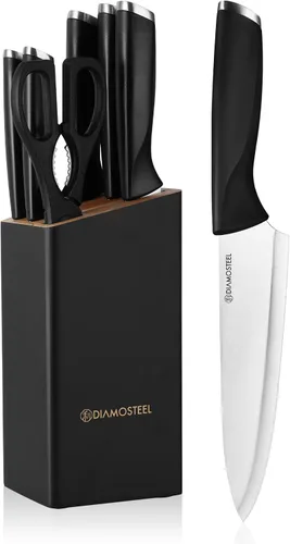 Vista 10 de Juego de cuchillos negros de 6 piezas con tira magnética para pared, juego de cuchillos magnéticos ultra afilados para cocina, apto