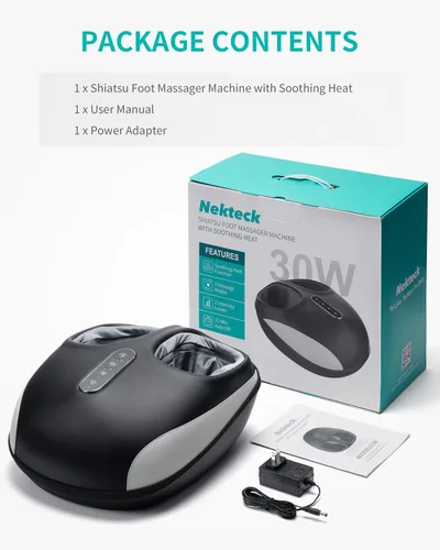 Vista 9 de Nekteck - Máquina masajeadora de pies con calor, masaje de pies Shiatsu para fascitis plantar y neuropatía, herramientas de masaje elegibles
