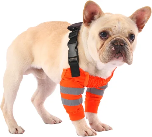 Vista 8 de PetWarm Manga de pierna delantera para perro, mangas ajustables para codo para perro con tiras reflectantes, manga de recuperación suave