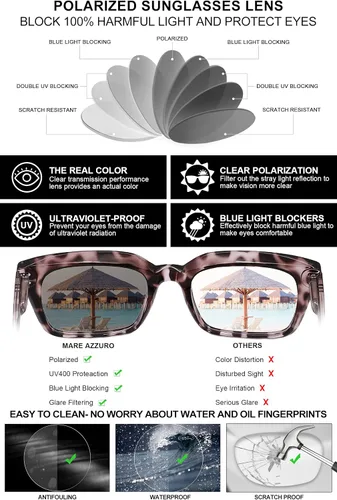 Vista 2 de MARE AZZURO Gafas de sol polarizadas de gran tamaño para mujeres y hombres, para conducir, pesca, deportes, protección UV400, para fiesta, playa, sol