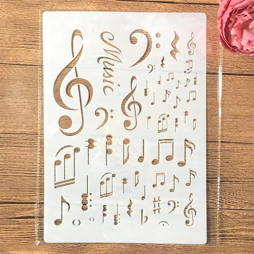 Vista 7 de TIAMECH Plantilla A4 reutilizable de líneas de símbolos pequeños para pintar, plantilla de capas de textura de cuadrícula, arte de pared
