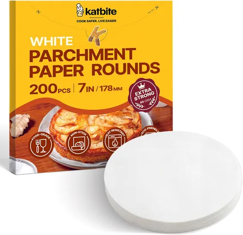 Vista 12 de Katbite 200 piezas de papel pergamino redondo de 4 pulgadas, sin blanquear y antiadherente, círculos de pergamino precortados para moldes Marrón