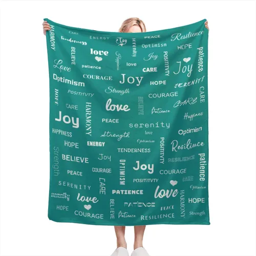 Vista 12 de Manta curativa, manta de regalo para mujeres y hombres, cálido regalo inspirador, manta de forro polar suave con energía positiva, comodidad, amor
