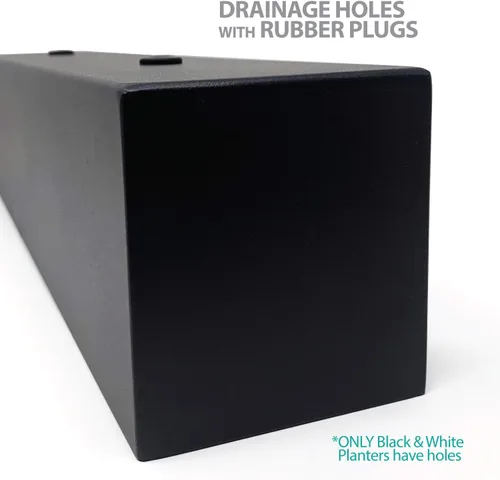 Vista 5 de [Usado] Buhbo Maceta rectangular moderna de acero tipo artesa de 16 pulgadas, negro