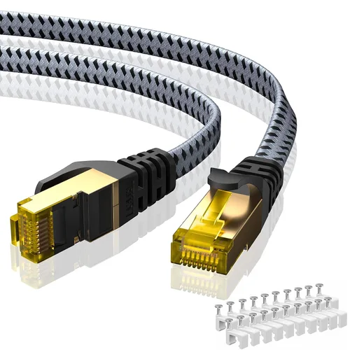 Vista 8 de ARISKEEN Cable Ethernet Cat 8 de 1 pie, paquete de 2 unidades, cable de conexión de red LAN Cat8 de alta velocidad, cable de Internet plano RJ45