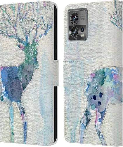 Vista 11 de Head Case Designs Officially Licensed Wyanne Blue Watercolour Bear Animals 2 Leather Book Wallet Case Cover Compatible with Motorola Moto Edge 30