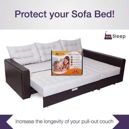 Vista 4 de Sleep Factory Protector de colchón y sofá cama, seguridad total contra derrames, hipoalergénico, impermeable, parte superior de 100% algodón