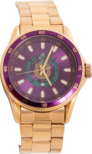 Vista 4 de Desert Cactus Omega Psi Phi Crest Oro Color Metal Fraternidad Reloj de pulsera griego OPP, Multi, Moderno