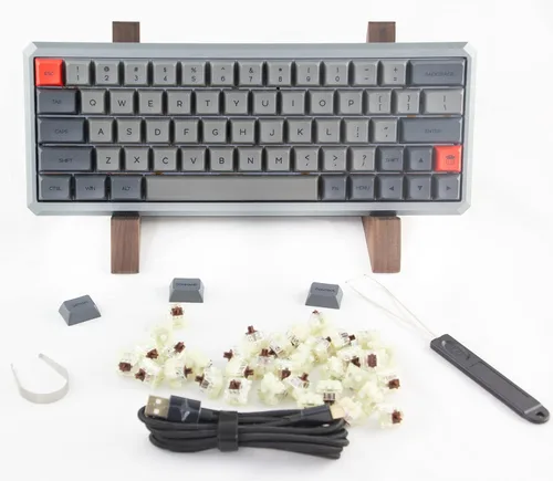 Vista 3 de Clack Teclado mecánico de aluminio macizo - Interruptores Cherry MX Brown - Intercambiable en caliente - GK64, gris
