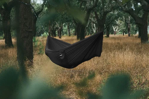 Vista 2 de Hurley Hamaca de camping Duo – Hamaca portátil para 2 personas para camping, hamaca resistente, tela de nailon de paracaídas – Accesorios de camping