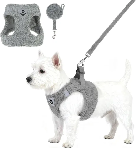 Vista 13 de Arnés de malla suave para cachorros – Juego de arnés y correa para perros pequeños, ajustable y cómodo chaleco reflectante acolchado para cachorros