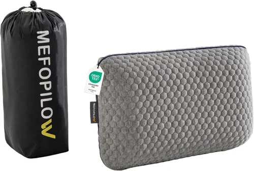 Vista 16 de Almohada de viaje de espuma viscoelástica con funda lavable y bolsa de transporte, almohada de cuello compacta, suave y transpirable para avión