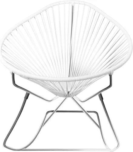 Vista 5 de Innit Designs Acapulco - Silla mecedora con estructura cromada, color turquesa, tejido naranja Verde