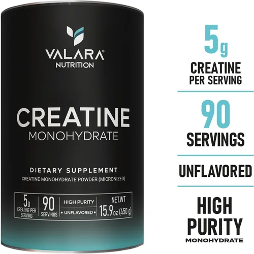 Vista 2 de Monohidrato de creatina en polvo micronizado 15.87 oz, 90 porciones, 5000 mg por servicio (0.18 oz) sin sabor, vegano y apto para dieta cetogénica