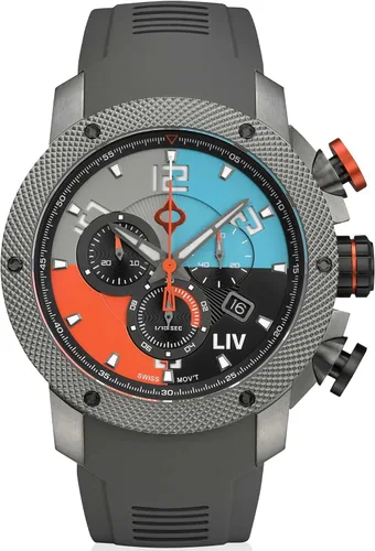 Vista 8 de LIV GX1 - Reloj clásico resistente con cronógrafo suizo de 1.77 pulgadas, 316L SS, 3D multicapa con fecha rápida, resistente a los arañazos Caja IP