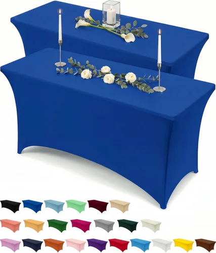 Vista 45 de Utopia Kitchen Mantel rectangular de spándex de 4 pies [1 unidad, negro] 200 GSM elástico, ajustado, lavable y resistente a las arrugas, cubierta