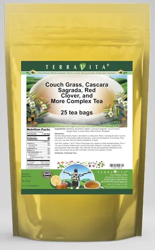 Vista 2 de Couch Grass, Cascara Sagrada, trébol rojo y té más complejo (25 bolsitas de té, ZIN: 512548)