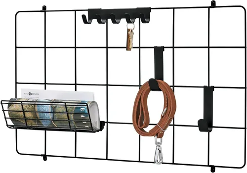 Vista 18 de InterDesign Jayce Sistema de pared metálica, panel de organización modular de rejilla para el almacenamiento adicional en la cocina
