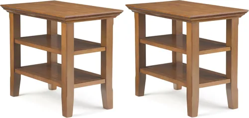 Vista 20 de SIMPLIHOME Acadian Mesa auxiliar estrecha – Mesa auxiliar rectangular de madera maciza de 14 pulgadas de ancho con 2 estantes abiertos en negro