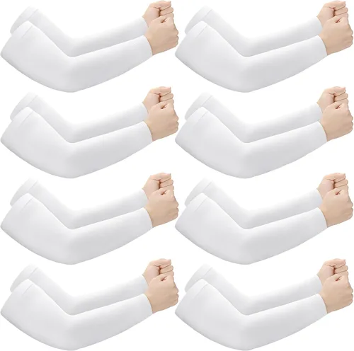 Vista 11 de Janmercy 8 pares de fundas protectoras delgadas para piel de ancianos, mangas protectoras para el brazo Beige