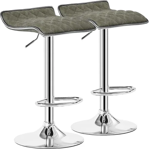 Vista 11 de Juego de 2 taburetes de bar ajustables para encimera de cocina, color marrón
