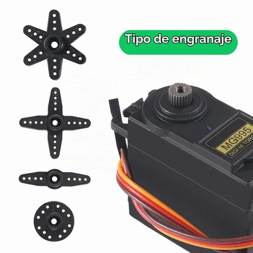 Vista 5 de Servo motor MG995 ángulo de control 180 engranaje de metal servo 44.1 lbs digital de alta velocidad servo motor para coche inteligente, robot