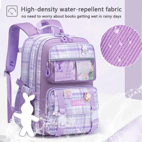 Vista 6 de KEBEIXUAN Linda mochila para niñas escolares, mochila con múltiples bolsillos para niños, mochila de gran capacidad para niñas de 6 a 12 años