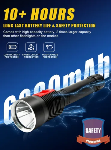 Vista 5 de PFSN - Linterna de buceo, 4000 lúmenes, luz de buceo profesional, 328.1 ft, impermeable, linterna subacuática para buceo, linterna LED recargable