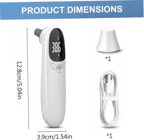 Vista 2 de Termómetro de oído para mascotas, termómetro preciso de temperatura de oído de 89.6-109.2 °F, digital recargable por USB de 5 x 1.5 para mascotas