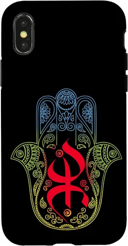 Vista 5 de Funda para iPhone 13 Pro Max Khamsa Amazigh Berber con símbolo de Yaz con colores vibrantes de la bandera