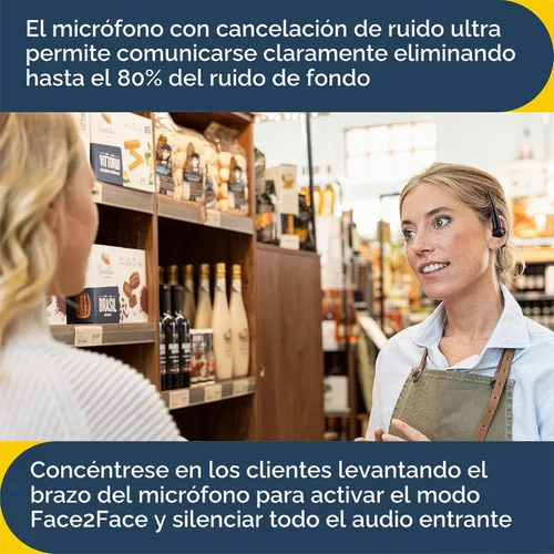 Vista 2 de Jabra Realiza 45 auriculares inalámbricos Bluetooth Push-to-Talk (PTT), micrófono con cancelación de ruido, funcionalidad Push-to-Talk, modo
