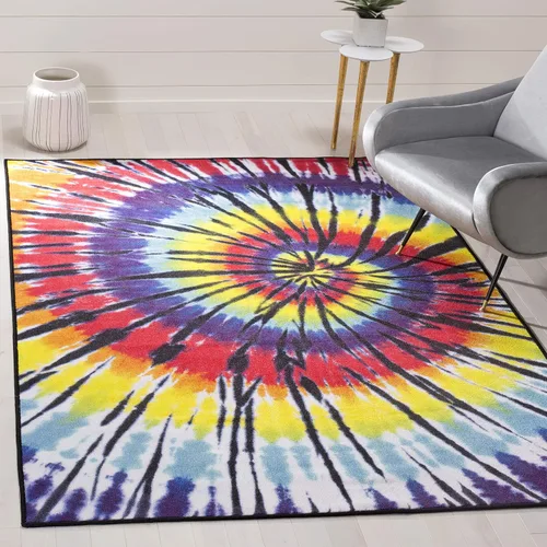 Vista 7 de SAFAVIEH Colección de pinceles de pintura para alfombras lavables, alfombra de 2 pies 2 pulgadas x 8 pies, fucsia y amarillo, antideslizante y fácil