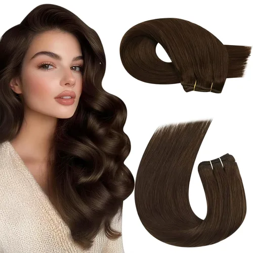 Vista 101 de Moresoo Extensiones de cabello humano real para coser, color negro natural