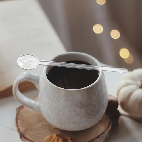 Vista 7 de Cuchara de café de cristal, cuchara mezcladora de barra, cucharas de mango largo, agitadores de té, cucharaditas pequeñas transparentes para té