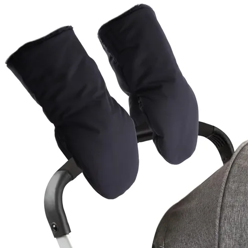 Vista 8 de Zsedrut Guantes universales para cochecito de invierno, anticongelante, repelentes al agua, calentador de manos, forro polar, accesorios para Verde