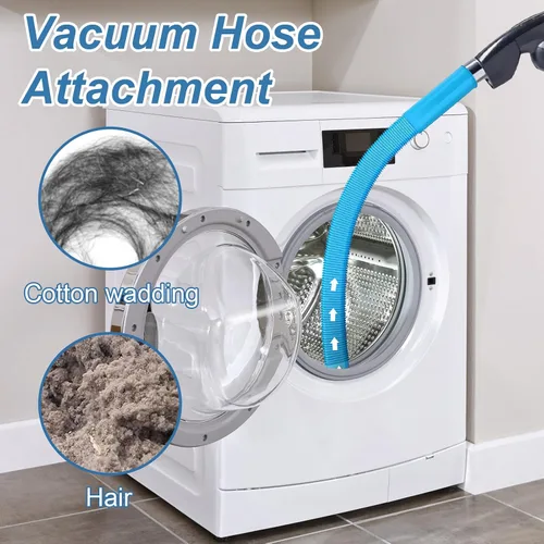 Vista 4 de Kit de limpieza de pelusa para secadora mejorado: accesorio de manguera de vacío flexible para eliminación de pelusas. Cepillo de limpieza profunda